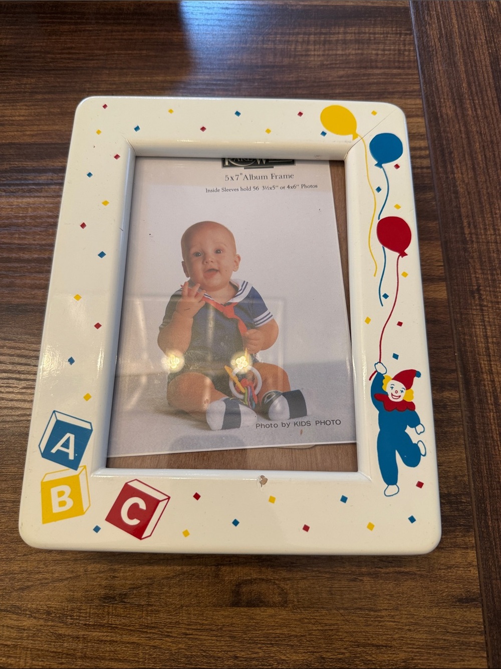 Kids Photo Frame with Balloon & ABC Blocks Design - White